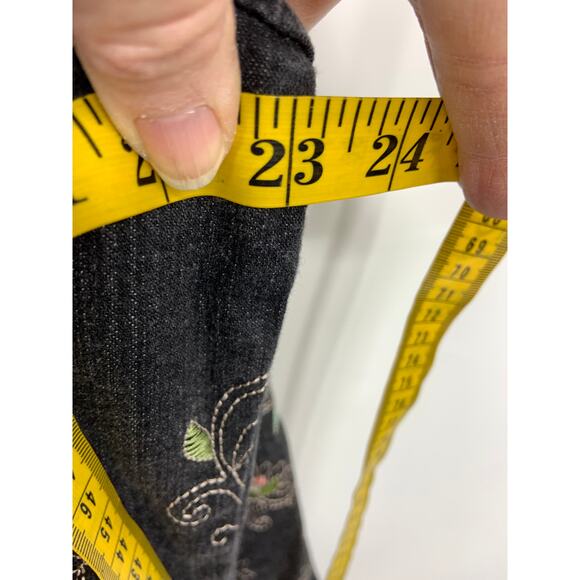 Denim & Co Womens Floral Embroidered Gray Boho Collared Jacket Size L - Picture 5 of 8